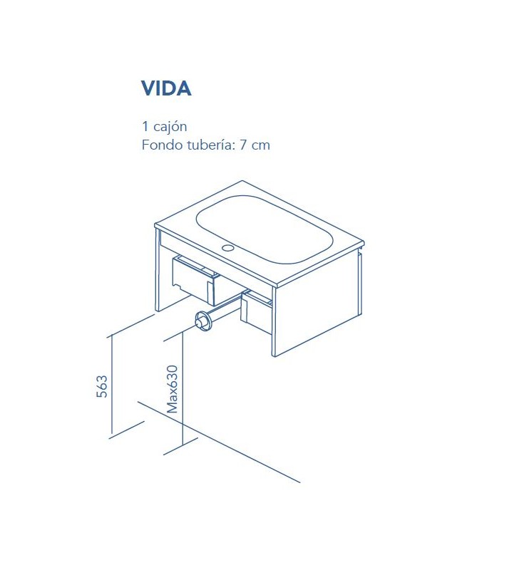Mueble de baño con encimera de madera Royo Vida