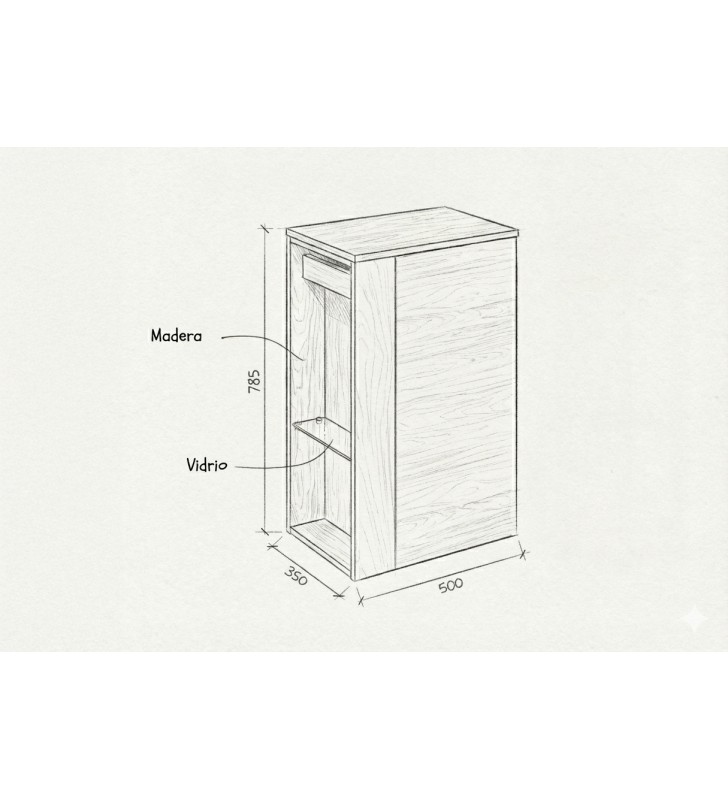 Mueble de baño Royo Bassi con encimera de madera fondo reducido